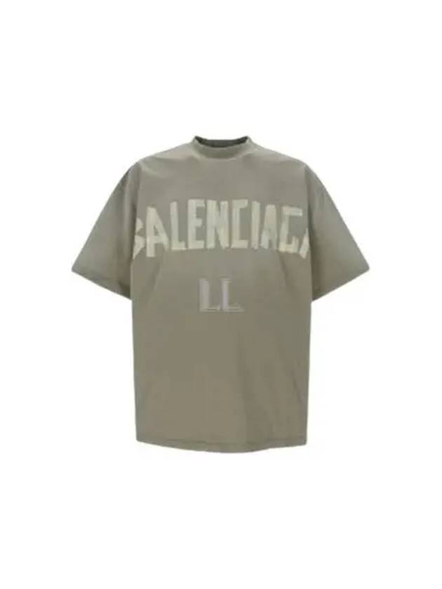 Tape Type Logo Medium Fit Short Sleeve T-Shirt Green - BALENCIAGA - BALAAN 2