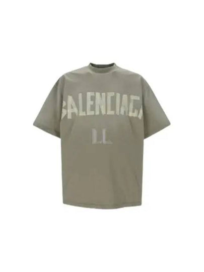 Tape Type Logo Medium Fit Short Sleeve T-Shirt Green - BALENCIAGA - BALAAN 2