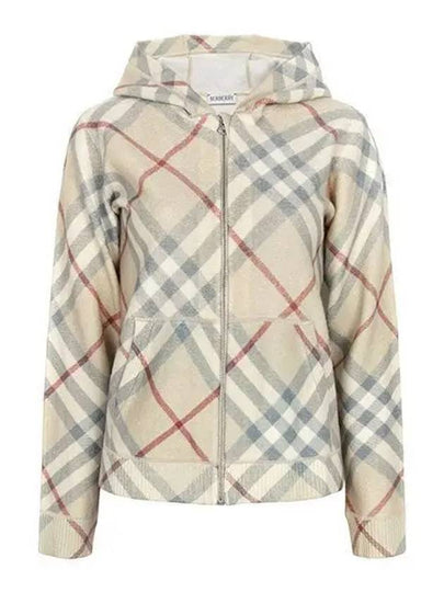 Kids Check Wool Hooded Zip-Up Jacket Beige - BURBERRY - BALAAN 2