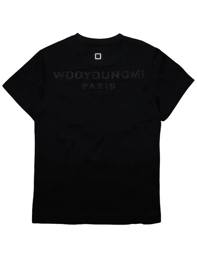 Back Logo Badge Round Cotton Short Sleeve T-Shirt Black - WOOYOUNGMI - BALAAN 6