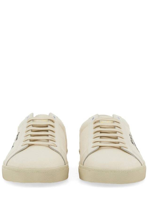 Court Classic SL/06 Embroidered Sneakers In Canvas And Leather Cream - SAINT LAURENT - BALAAN 5