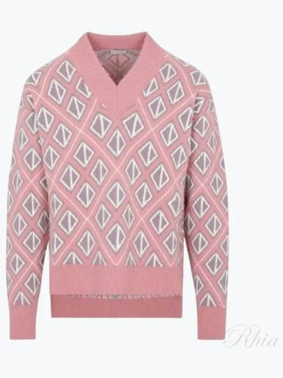 CD Diamond Motif Pattern Wool Knit Top Pink - DIOR - BALAAN 2