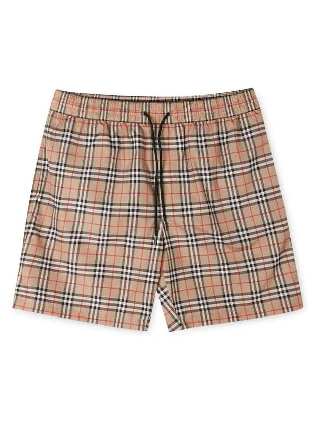 Men's Small Scale Check Drawstring Swim Shorts Beige - BURBERRY - BALAAN 2