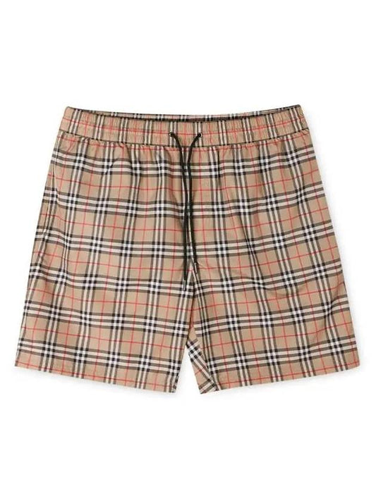 Men's Small Scale Check Drawstring Swim Shorts Beige - BURBERRY - BALAAN 2