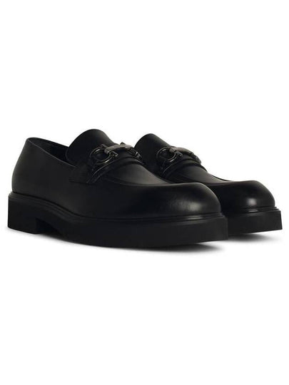 Salvatore Ferragamo 'Fiorello' Black Leather Loafers - SALVATORE FERRAGAMO - BALAAN 2