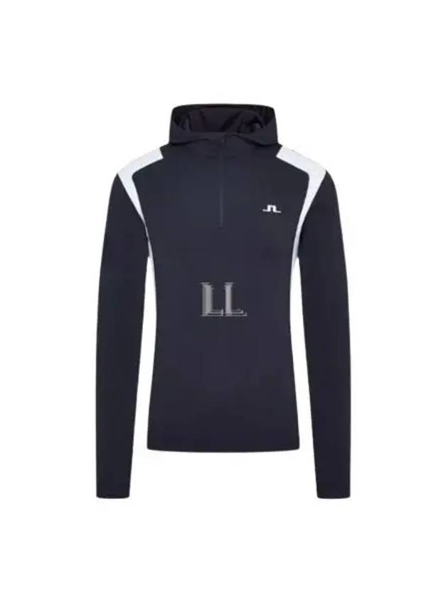 Lucas Quarter Zip Hooded Long Sleeve T-Shirt Navy - J.LINDEBERG - BALAAN 2