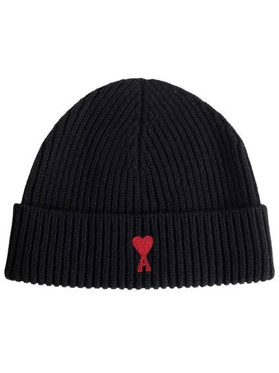 Heart Logo Wool Beanie Black - AMI - BALAAN 2