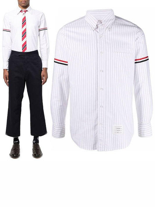 Armband Striped Oxford Long Sleeve Shirt - THOM BROWNE - BALAAN 2