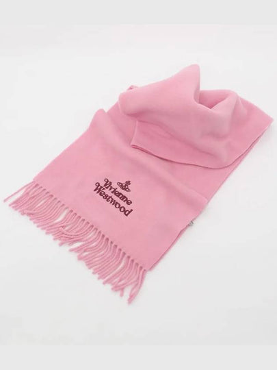 Logo Wool Fringe Muffler Pink - VIVIENNE WESTWOOD - BALAAN 2