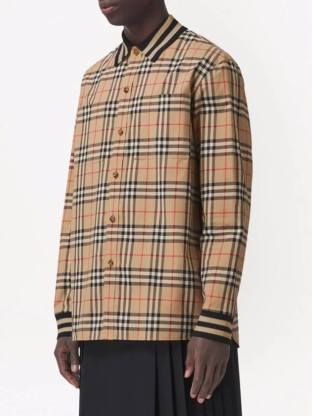 Vintage Check Cotton Poplin Long Sleeve Shirt Archives Beige - BURBERRY - BALAAN 4