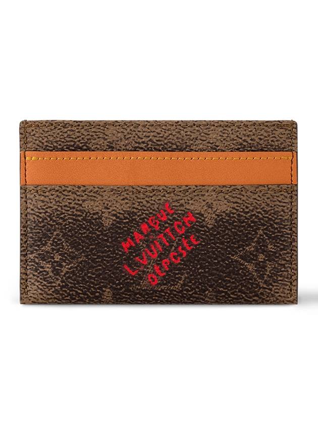 Double Monogram Dust Coated Canvas Card Wallet Brown - LOUIS VUITTON - BALAAN 2