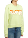 Isoli Logo Print Crew Neck Sweatshirt Green - GANNI - BALAAN.