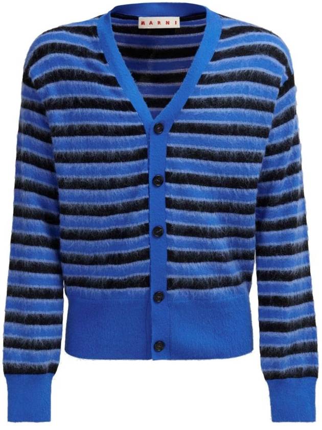 V-Neck Striped Cardigan Blue - MARNI - BALAAN 1