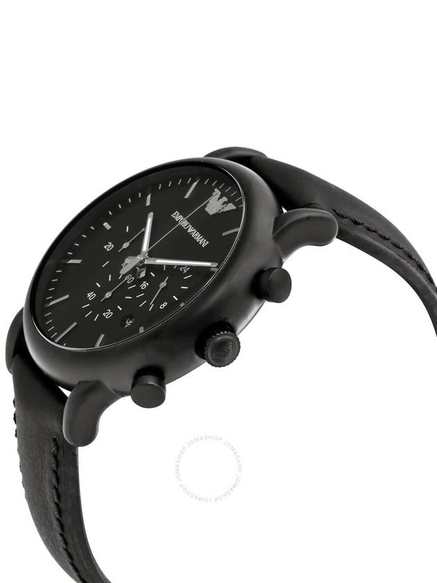 Men's Luigi Leather Watch Black - EMPORIO ARMANI - BALAAN 3