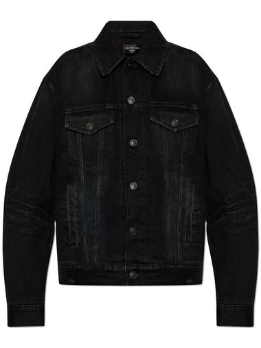 Balenciaga Denim Jacket With Vintage Effect, Women's, Black - BALENCIAGA - BALAAN 1