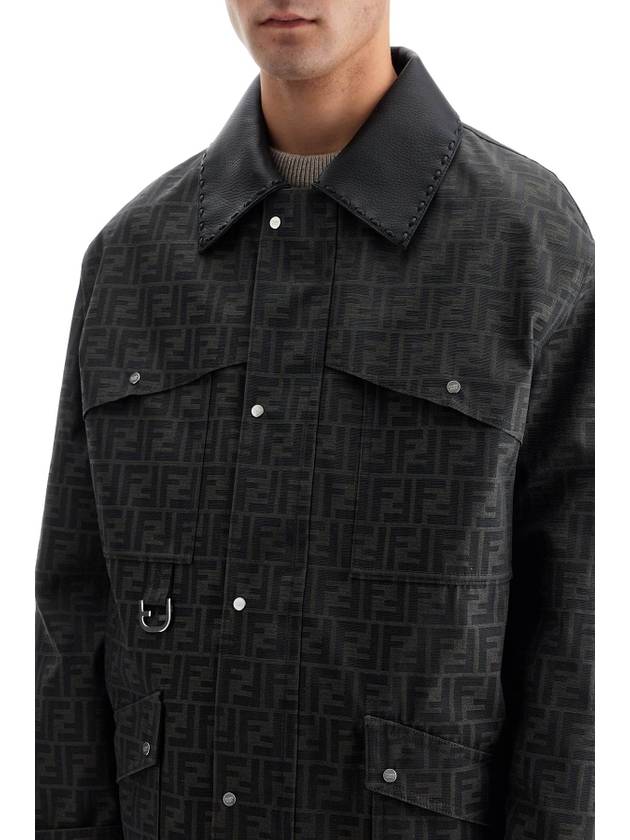 Waxed FF Jacquard Blouson Jacket Brown - FENDI - BALAAN 5