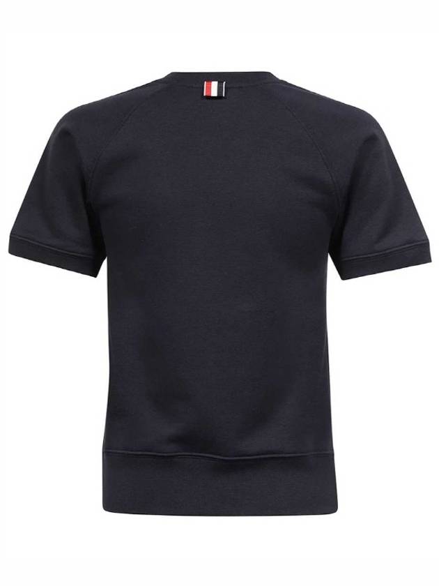 Women's Loopback Cotton Short Sleeve T-Shirt Navy - THOM BROWNE - BALAAN 3