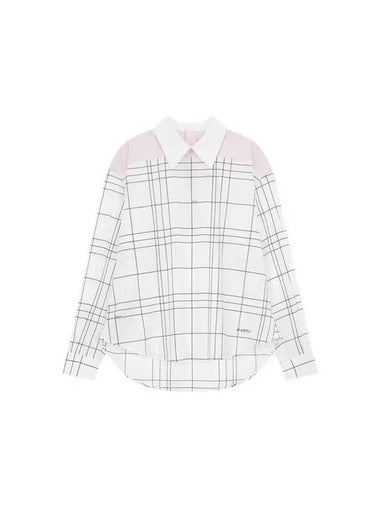 Women s Checked Poplin Color Block Shirt White - MARNI - BALAAN 1