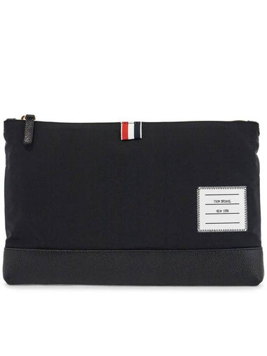 large pouch with gold zip and black tricolor stripe - THOM BROWNE - BALAAN 1