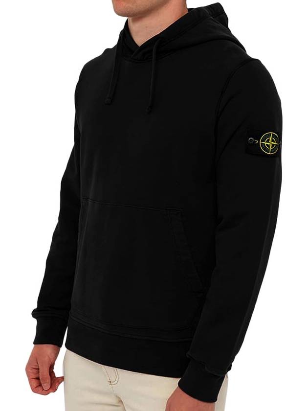 Wappen Patch Cotton Fleece Hoodie Black - STONE ISLAND - BALAAN 5