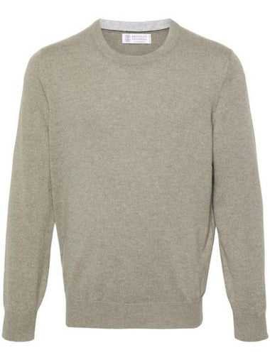 Crew Neck Cashmere Knit Top Olive Green - BRUNELLO CUCINELLI - BALAAN 1