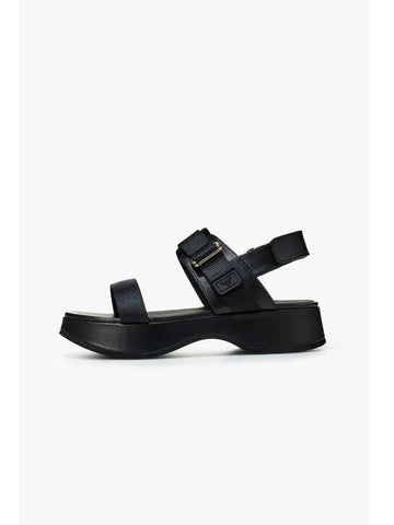 Women s Webbing Strap Leather Sandals Black - EMPORIO ARMANI - BALAAN 1