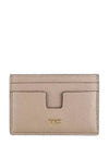 TF Gold Logo Card Wallet Beige - TOM FORD - BALAAN 2