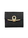 Gancini Leather Half Wallet Black - SALVATORE FERRAGAMO - BALAAN 2