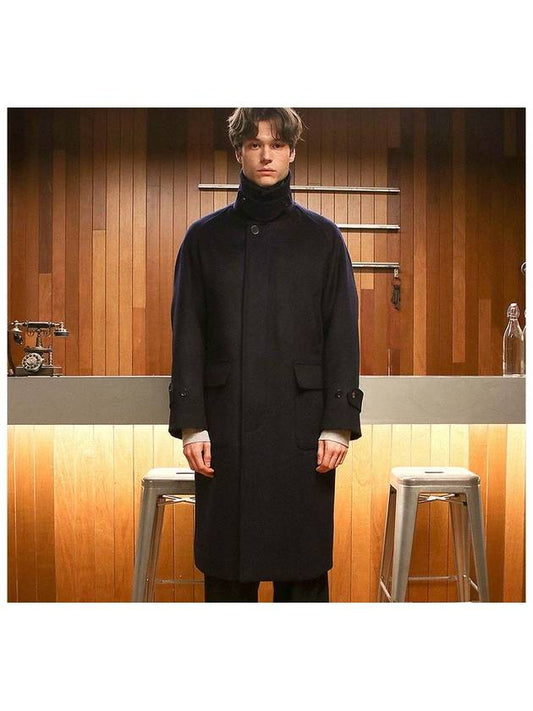 Premium Pure Wool Balmacan Coat Dark Navy - BUTTON SEOUL - BALAAN 2