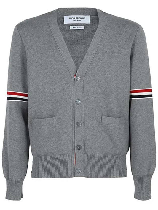 Milano Stitch Sprite Armband Cotton V-neck Cardigan Light Grey - THOM BROWNE - BALAAN 2