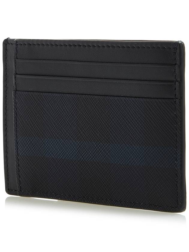 Check Leather Card Wallet Navy - BURBERRY - BALAAN 3