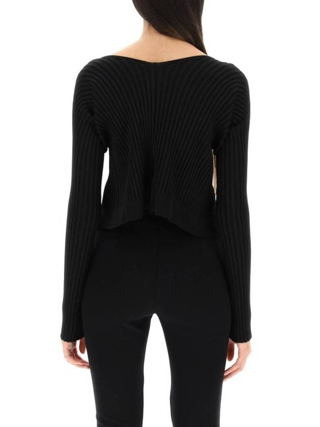 La Maille Pralu Longue Micro Charm Logo Cardigan Black - JACQUEMUS - BALAAN 4