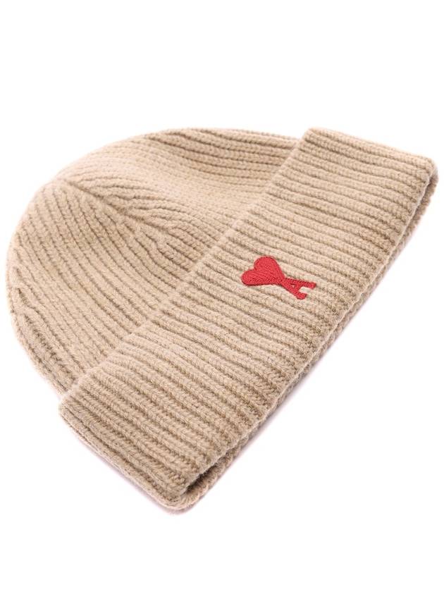 Logo Patch Merano Wool Beanie Camel - AMI - BALAAN 4