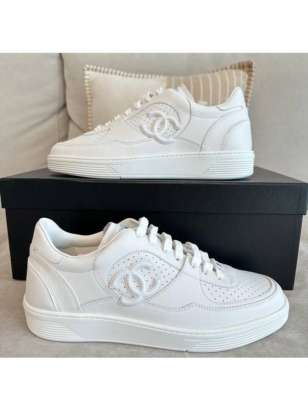 CC Logo Calfskin Low Top Sneakers White - CHANEL - BALAAN 5