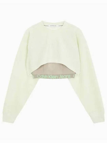 JEANS Women s Pastel Green Two in One Velvet Sweatshirt J222300 LCE - CALVIN KLEIN - BALAAN 1