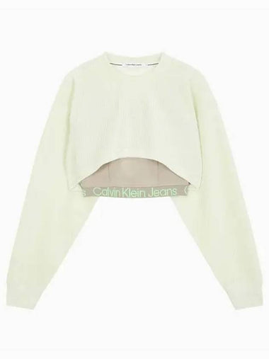 JEANS Women s Pastel Green Two in One Velvet Sweatshirt J222300 LCE - CALVIN KLEIN - BALAAN 1