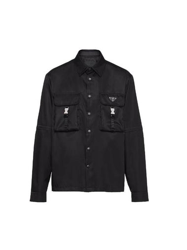 Triangle Logo Buckle Pocket Re-Nylon Jacket Black - PRADA - BALAAN 1