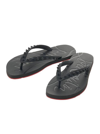 Loubi Spike Rubber Flip Flops Black - CHRISTIAN LOUBOUTIN - BALAAN 2