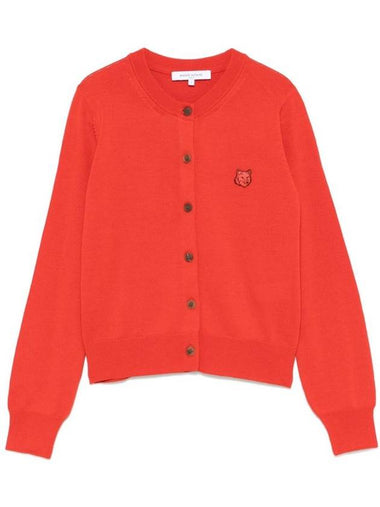 Bold Fox Head Patch Regular Cardigan Red - MAISON KITSUNE - BALAAN 1