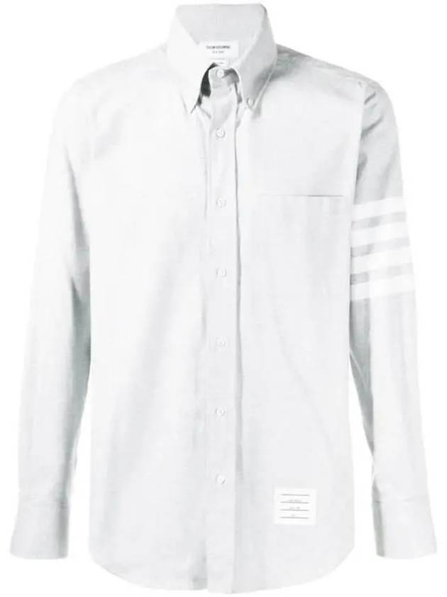 Men's Diagonal Solid Flannel Long Sleeve Shirt Grey - THOM BROWNE - BALAAN 2