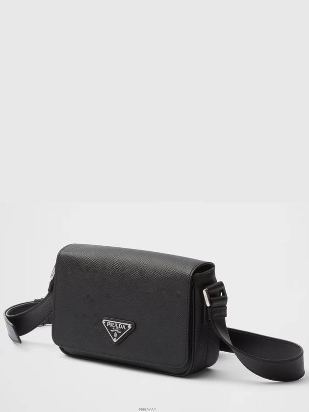 Saffiano Leather Shoulder Bag Black - PRADA - BALAAN 3