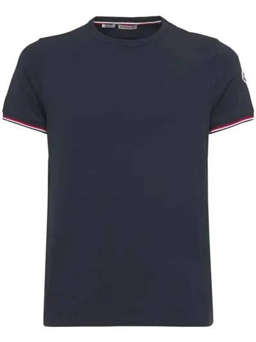 Arm Logo Crew Neck Cotton Short Sleeve T-Shirt Night Blue - MONCLER - BALAAN 1