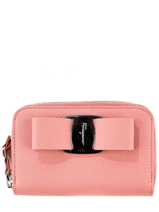 Vara Bow Zipper Card Wallet Coral - SALVATORE FERRAGAMO - BALAAN 2