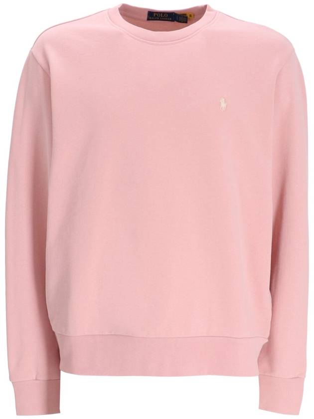 Embroidered Pony Logo Crew Neck Cotton Sweatshirt Pink - POLO RALPH LAUREN - BALAAN 5