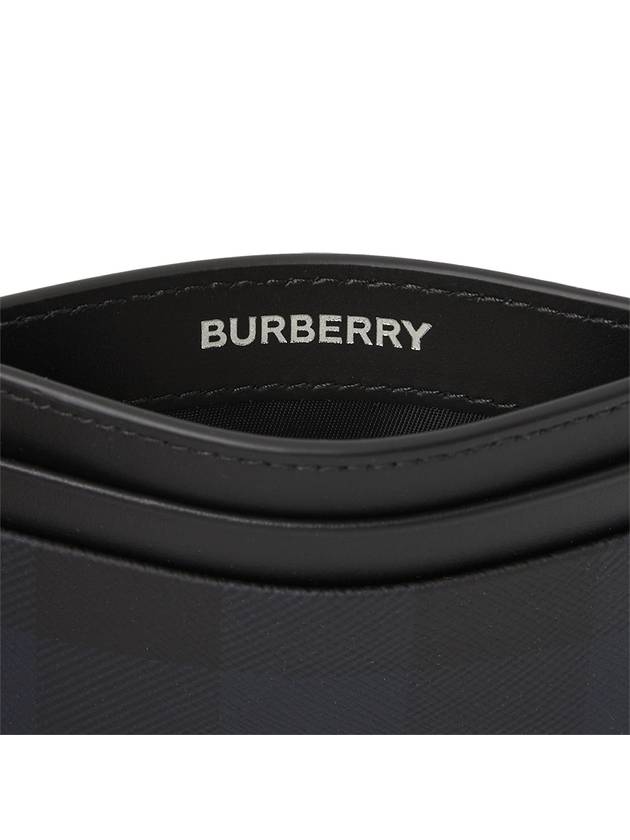 Check Leather Card Wallet Navy - BURBERRY - BALAAN 6