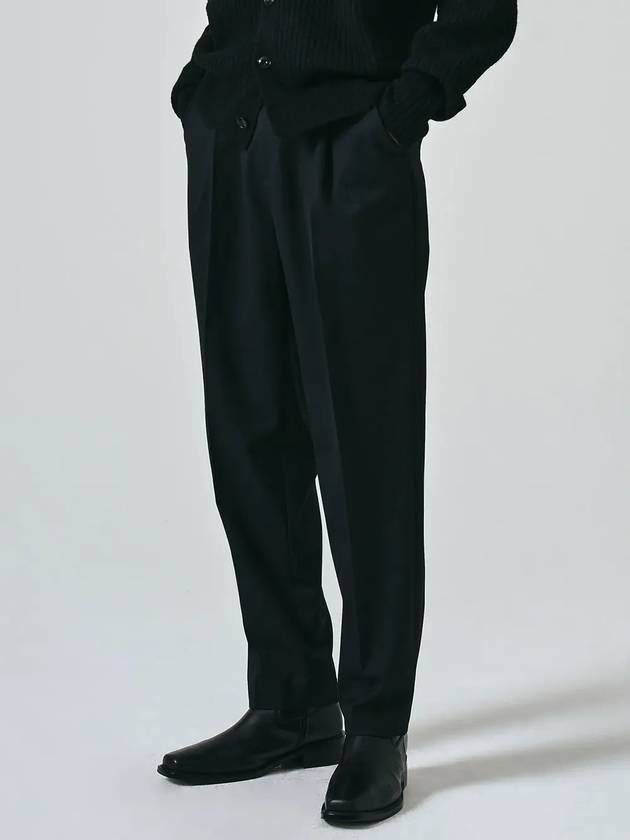 Wool One Tuck Relax Slacks Black - NOIRER - BALAAN 2