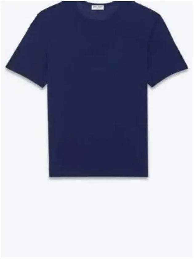 Basic Short Sleeve T-Shirt Blue - SAINT LAURENT - BALAAN 2