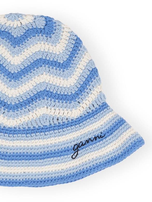 Logo Crochet Bucket Hat Blue Women s - GANNI - BALAAN 5