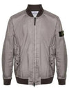 Men's Wappen Patch Zip-Up Bomber Jacket Grey Brown - STONE ISLAND - BALAAN 2