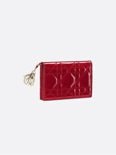 Lady Cannage Patent Calfskin Flap Card Wallet Red - DIOR - BALAAN 2